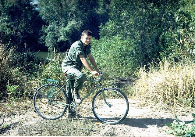 4 Lynn Dalpez on VC Bike on the Cambodian border, Mar 1967