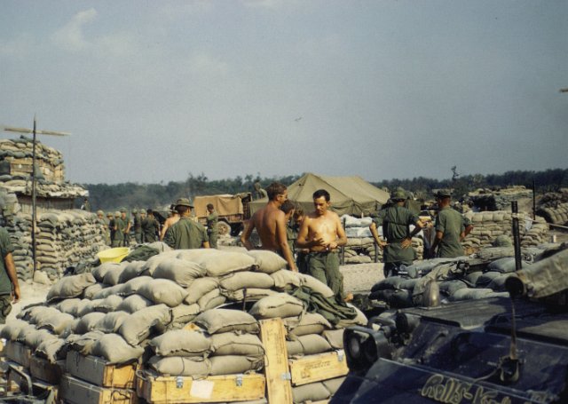 x Hard Spot outside of the Ben Cui with lots of sandbags