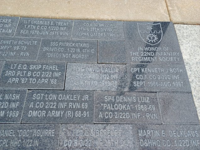 Pavers near the 22nd Infantry Monument